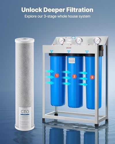 VEVOR CTO Whole House Water Filter - Universal Fit 20 x 4.5 Inch - Activated Carbon Block Cartridge Replacement, 5 Micron Coconut Shell Charcoal Filter, Reduce Chlorine, Bad Taste, Odor - Image 6
