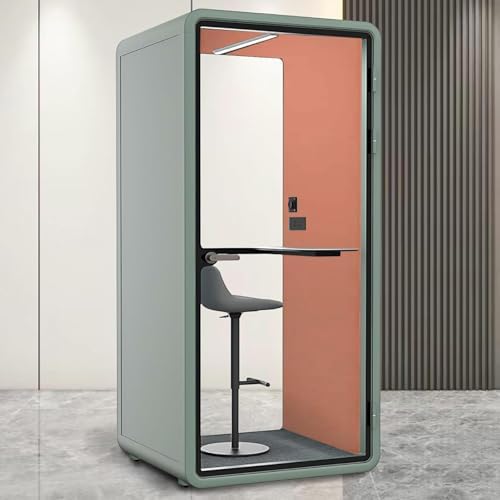 Office Sound Booth with Audio Privacy - Indoor Privacy Sound Isolation Booth with Magnetic Lock Sliding Glass Door,Lighting,Socket, Modern Soundproof Room for Meeting (42.52IN) by X-Comfot