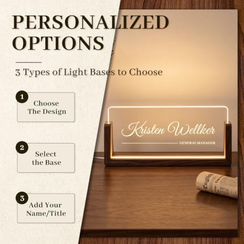 Illuminated Name Plate for Office Desk, Glowing Acrylic Desktop Plaque with Customized Text, Personalized Gifts for Teachers, Colleagues, Premium Employee Appreciation Gifts, Stylish Office Decorations for Men Women - Image 7