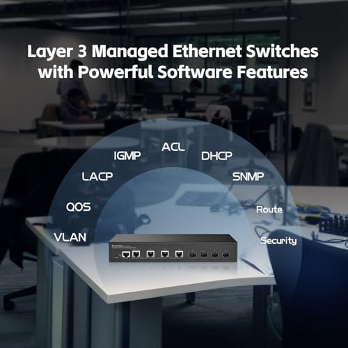 MokerLink 8 Port 10G Managed Switch, 4x10G Ethernet RJ45 Ports, 4x10G SFP+ Slot, L3 Web/CLI Managed, Metal Desktop|Wallmount Network Switch - Image 6