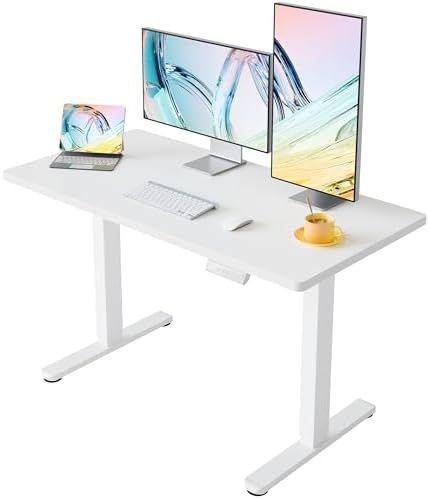 HUANUO 43x24 Inch Electric Standing Desk, Height Adjustable, White by HUANUO