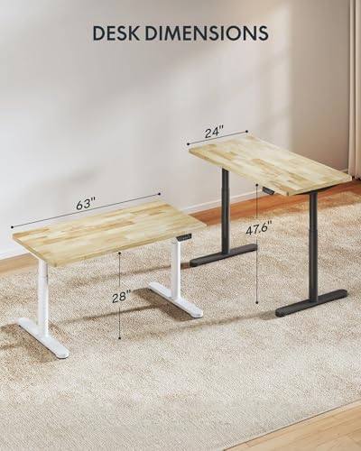 FLEXISPOT 63" x 24" Solid Wood Standing Desk, White Oval Legs - Image 2