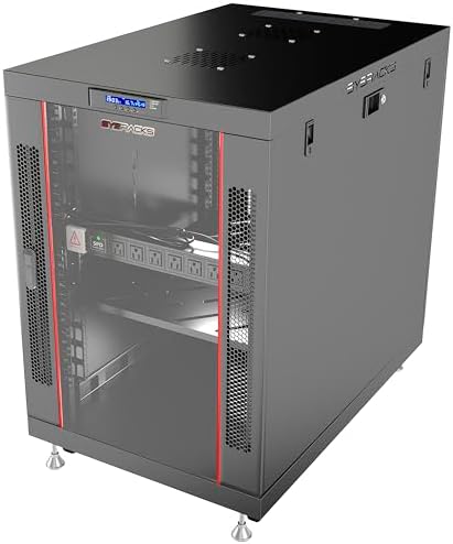 Home Lab Server Rack Cabinet 19" 15U – Premium Series 35" Deep Network Rack Enclosure with Glass Door, Quiet Cooling Fans & Thermostat, PDU, Shelf, Lockable Cabinet for NAS & Home Network by SYSRACKS