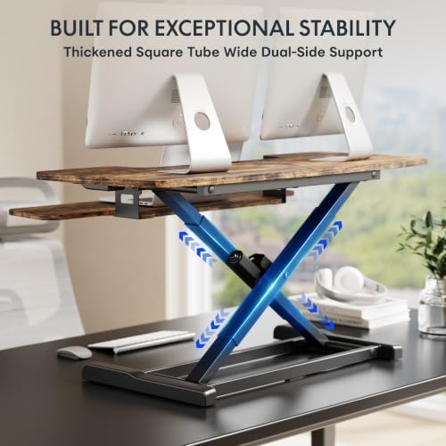 FLEXISPOT 40" Electric Standing Desk Converter, Rustic Color - Image 6