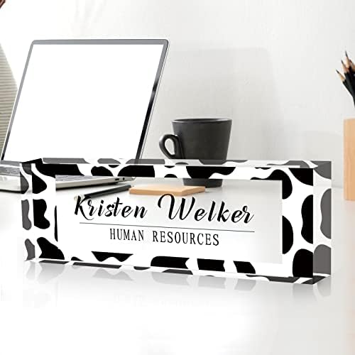 Desk Name Plate Personalized, Custom Name Plates for Desks, Personalized Acrylic Name Plate for Desk, Office Gifts for Cowrkers, Boss, Teacher/Employee Appreciation Gifts -Dairy Cow - Image 2