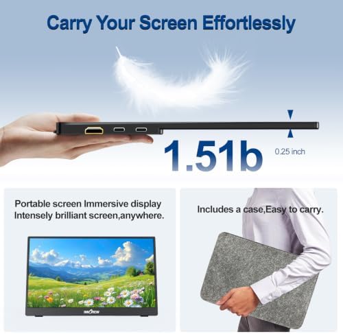 InnoView Portable Monitor 15.6" 1080P for Laptop with Storage Bag, Built-in 90° Adjustable Stand USB C HDMI Ultra-Slim Portable Laptop Monitor for MacBook Phone PS Xbox Switch - Image 5