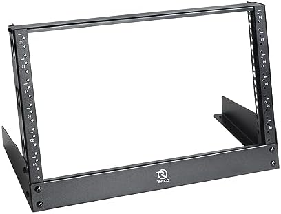 RIVECO 6U Desktop Rack for Audio & Network Devices 19 Inch 2 Post Table Top Rack Mount with Reinforced Beam, Free Standing Racks for IT Server Sound AV Music Recording Equipment by RIVECO