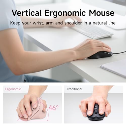 SANWA Wireless Ergonomic Mouse for Large Hands with Wrist Rest, Pink - Image 3