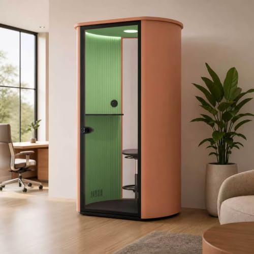 Soundproof Booth with 1 Person Single Work Pod (Green) by Unknown