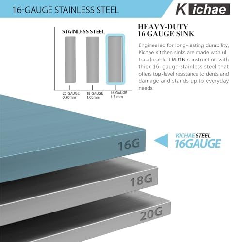 Kichae 27 Undermount Kitchen Sink Stainless Steel 16 Gauge Workstation - Image 6