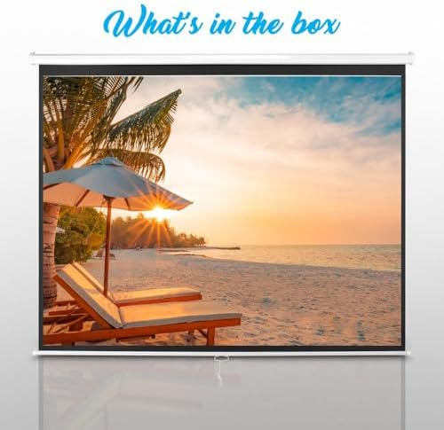 Pyle Manual Pull Down Projector Screen - Universal 100-inch Roll-Down Retractable Manual Screen w/ Auto-Locking, Adjustable Screen Height, Black Masking Border -Home PRJSM1006 - Image 7