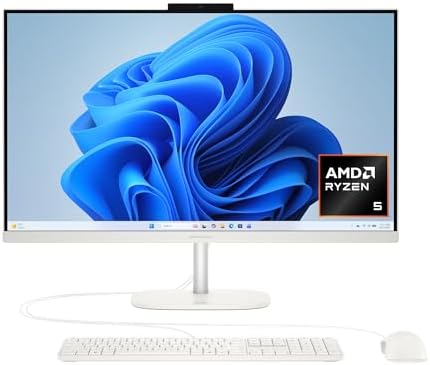 HP OmniStudio 27 inch All-in-One Desktop PC, FHD Display, AMD Ryzen 5 220, 16 GB RAM, 512 GB SSD, AMD Radeon 740M Graphics, Windows 11 Home, Cotton White, 27-cv0002 (2026) by Unknown