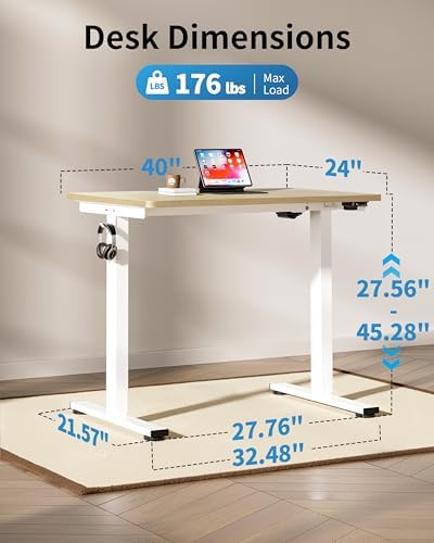 Okin Small Electric Standing Desk, 36" x 24" Whole Piece Height Adjustable Desk, Oak Sit to Stand Computer Workstation for Home Office - Image 2