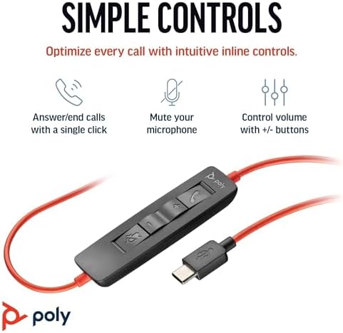 Poly Blackwire 3320 Wired USB Headset with Mic for PC & Work - Image 3
