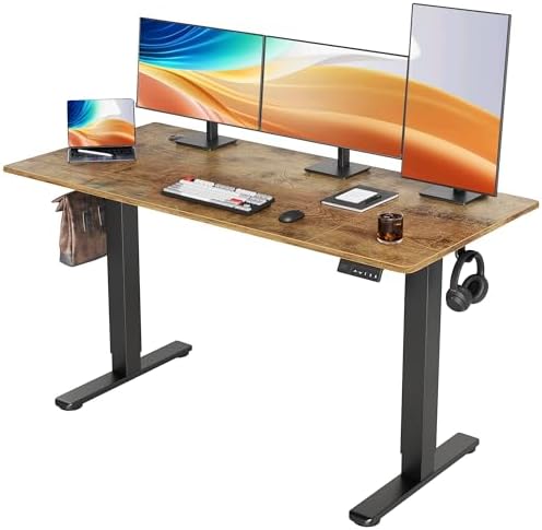 YDN 63 x 24 Inch Rustic Brown Electric Standing Desk by YDN
