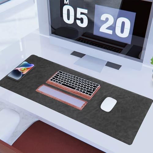 Magnetic Wireless Charging Mouse Mat, 31"x11.7" Large Mouse Pad with Wireless Charging, Microfiber Leather Office Desk Pad, Waterproof Extended Computer Keyboard Desk Mat for Office & Home, Laptop - Image 7