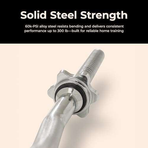 Sunny Health & Fitness 47" Standard EZ Curl Bar with Star-Lock Collars - Image 3