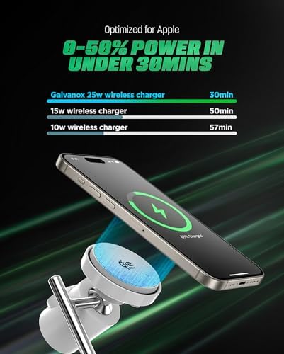 Galvanox Qi2.2 25W Magnetic Wireless Charging Stand for iPhone - 3 in 1 Charger Station (for iPhone, Apple Watch and AirPods) with Super Fast (45W) Wall Adapter (Compatible with MagSafe) - Image 5