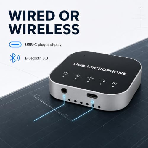 Bluetooth Conference Speaker and Microphone, Bluetooth Speakerphone for Small Meeting Room，Wireless Conference Speaker 360°Voice Pick up with Noise Cancellation Mics for Computer/Laptop - Image 4