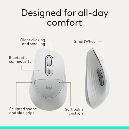 Logitech Signature Comfort Plus M850 L Wireless Mouse - Off White - Image 4