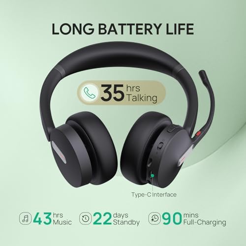 Yealink BH70 Dual UC Wireless Headset with Mic for Work, Bluetooth Headphone Teams&UC Compatible, up to 35h Talk Time, 147g All-Day Wearing Comfort, Perfect for Open Office Home Hybrid Work, USB-C/A - Image 6