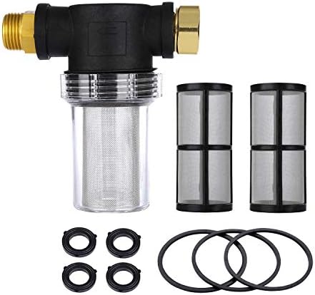 Garden Hose Filter for Pressure Washer Inlet Water, Inline Filter for Sediment, 40 Mesh Screen, Extra 2 Pieces100Mesh Screen Kit by CREEXEON