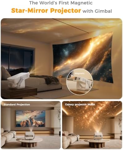 Outdoor-Projector-Movie with WiFi and Bluetooth:[Built-in APPs/180° Stand/Creative Filter] Smart Portable-Projector Auto Focus OS 3.0 Jimveo High Brightness Movie Proyector Compatible with Netflix - Image 4
