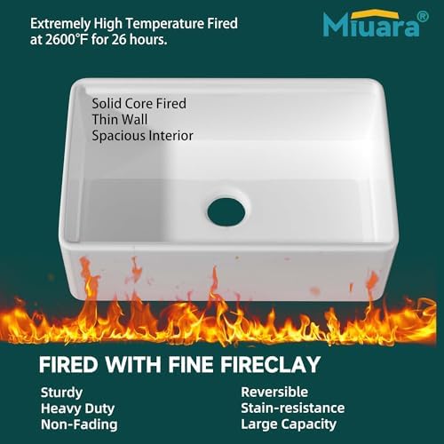 Miuara 30 x 20 Inch White Apron Front Farmhouse Workstation Kitchen Sink - Image 4