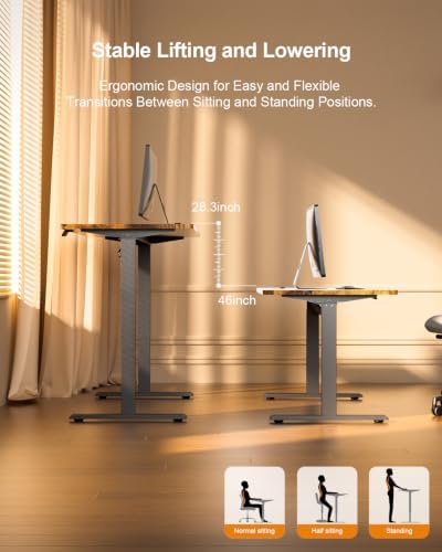 HLDIRECT 63" Electric Standing Desk with Power Outlets, Brown - Image 4