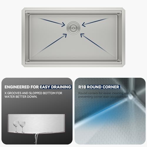 Lordear Undermount Kitchen Sink 30 inch 16-Gauge Stainless Steel Kitchen Sink Workstation Single Bowl Sinks 30x19x9 inch - Image 5
