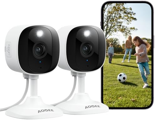 AOQEE 2K Cameras for Home Security, Indoor/Outdoor, Full Color, C1 2Pack by AOQEE