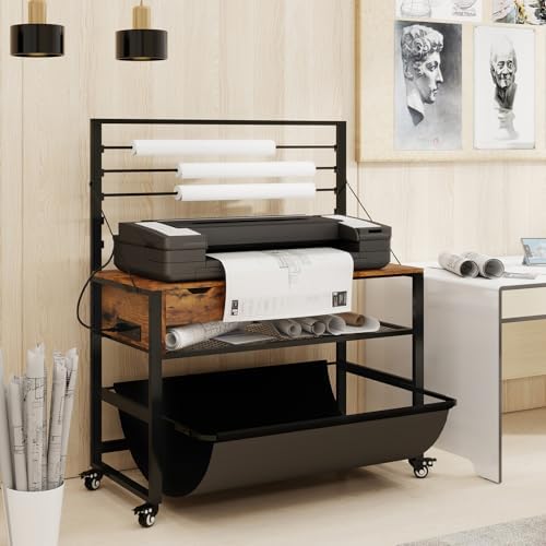 Natwind Wide Format Printer Stand, Plotter Workbench Table,Retro - Image 2