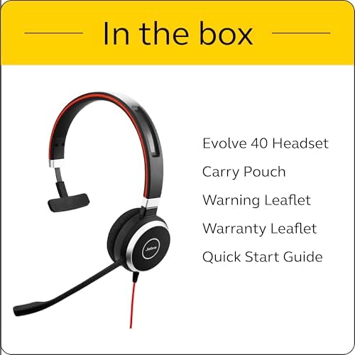 Jabra Evolve 40 MS Professional Wired Headset, Mono – Telephone Headset for Greater Productivity, Superior Sound for Calls and Music, 3.5mm Jack/USB Connection, All-Day Comfort Design, MS Optimized - Image 6