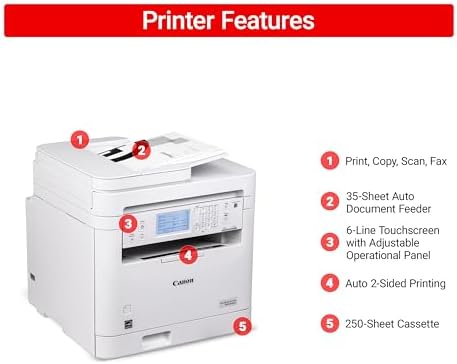 Canon imageCLASS MF287dw - Monochrome, Duplex, Wireless Laser Printer, All-in-One Print, Copy, Scan, Fax, Auto Document Feeder, 1 Year Limited Warranty, 35 PPM, White - Image 2