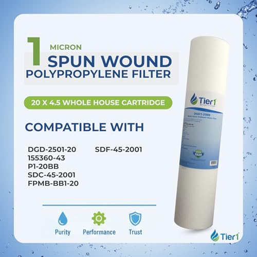 Tier1 1 Micron 4.5" × 20" Water Filter Replaces DGD-2501-20, P1-20BB, 3-pk - Image 2