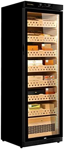 Cigar Climate Control Cabinet, Raching MON3800 Cigar Humidor Cabinet with Ammonia Removal, 370L Wood Frame Cabinet for Cigar Storing&Aging - Black by RACHINGCigarWineCabinet