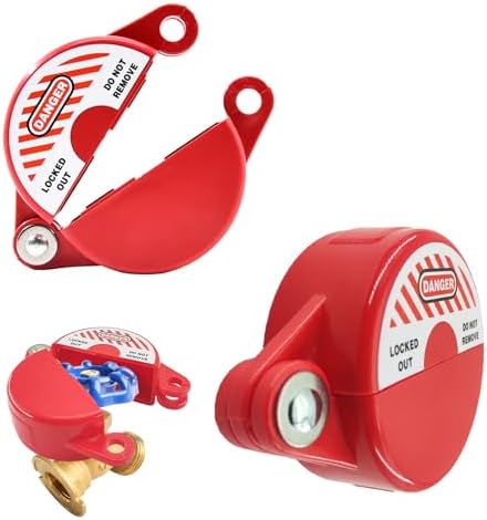 Gate Valve Lockout Device 2Pack Rotating Plastic Outdoor Water Hose Protector Babyproof 1-2.5in Diameter Valve Handles Red Secure for Water Spigot Faucet Knob Oil Natural Gas Propane Tank Lock Outdoor by Designedforabetterlife