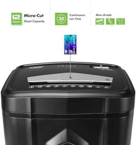 Aurora AU1235MA Professional Grade 12-Sheet High Security Micro-Cut Paper and Credit Card Shredder/ 20 Minutes Run/Security Level P-5 - Image 2