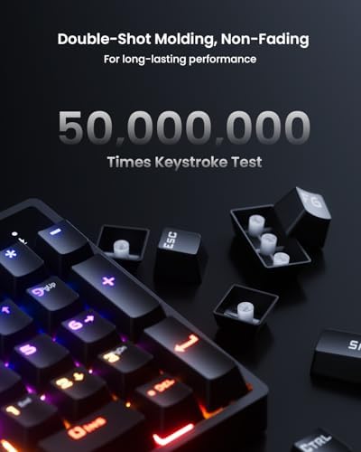 RGB Mechanical Gaming Keyboard Blue Switch, 104 Keys Full-Size Light Up Key-board with 11 Backlit Modes, Anti-Ghosting, Double-Shot ABS Keycaps, USB Wired Computer Key board for Windows PC Gamer - Image 4