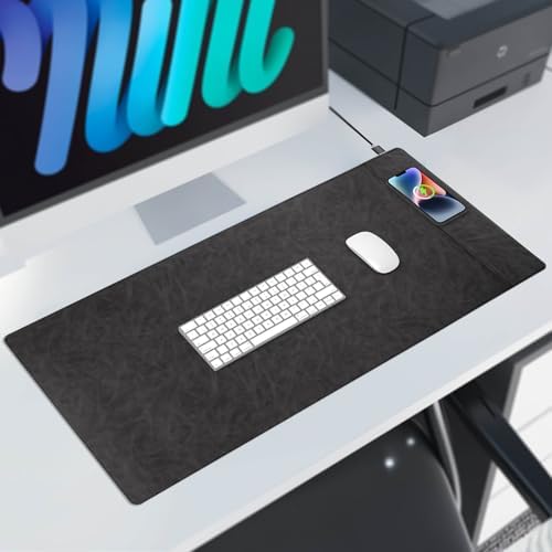 Magnetic Wireless Charging Desk Pad, Office Desk Mat with Wireless Charger, Waterproof and Scratch-Resistant Large Mouse Mat, Microfiber Leather Mouse Pad for Office and Home Use,Grey Color - Image 7
