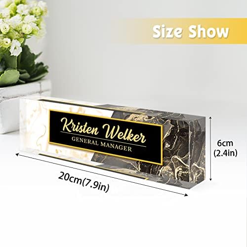 Desk Name Plate Personalized, Custom Name Plates for Desks, Personalized Acrylic Name Plate for Desk, Employee Appreciation Gifts, Office Gifts for Coworkers, Social Workers (White/Black/Gold Marble) - Image 6