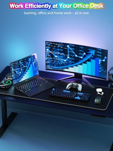 Magnetic Charging Mouse Pad, 31.5x11.81 Inch XL Gaming Mousepad, 11+5 RGB Lighting Modes, Home Office Large Desk Pad with Ultra-Smooth Surface, Non-Slip, Waterproof Keyboard Pad Classic Black Desk Mat - Image 5
