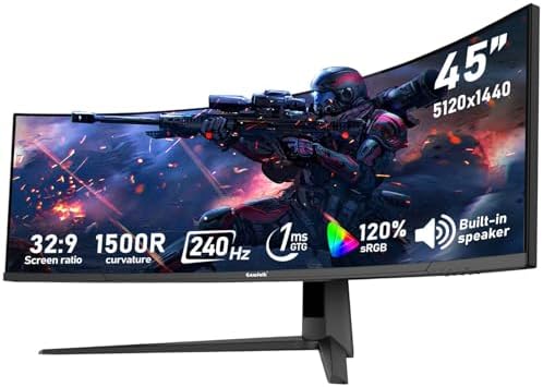 Gawfolk 45 inch Ultra-Wide Curved Gaming 240Hz PC Monitor, DQHD Screen by Gawfolk