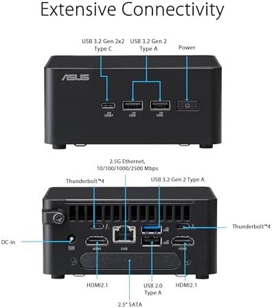 ASUS NUC 14 Pro Tall Barebone with Intel 14thGen Core Ultra 7 155H (NPU Support), up to 96GB DDR5 RAM, Triple Storage, Thunderbolt 4, Wi-Fi 6E & Bluetooth 5.3, Toolless Chassis Access, with VESA Mount - Image 3