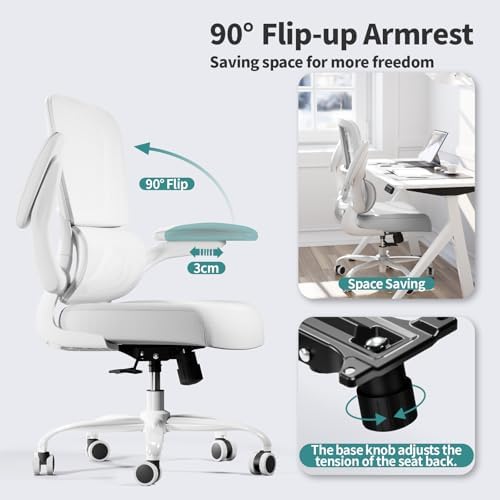 TRALT Office Chair - Ergonomic Desk Chair with Adjustable Lumbar Support, Mesh Computer Chair, Executive Chair for Home Office Comfortable Lumbar Support (1, White White) - Image 5