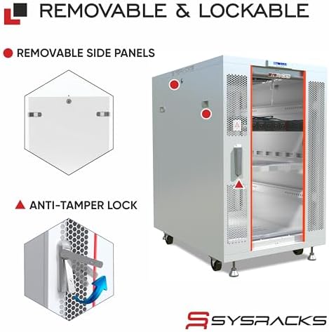 22U Server Rack Cabinet, 35" Deep, Glass Door, 19-Inch - Image 5