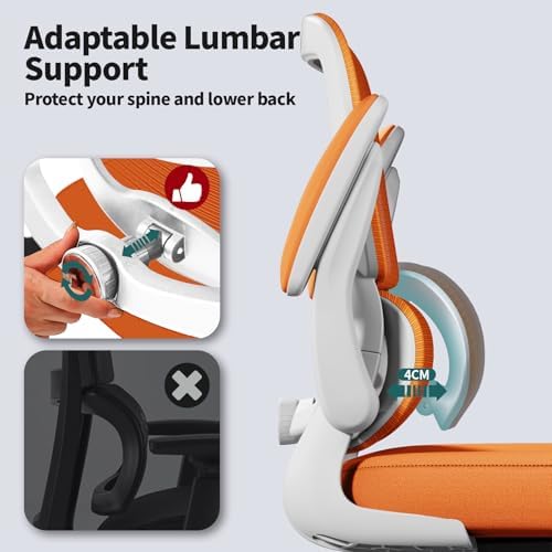 TRALT Office Chair - Ergonomic Desk Chair with Adjustable Lumbar Support, Mesh Computer Chair, Executive Chair for Home Office Comfortable Lumbar Support (1, Orange) - Image 4