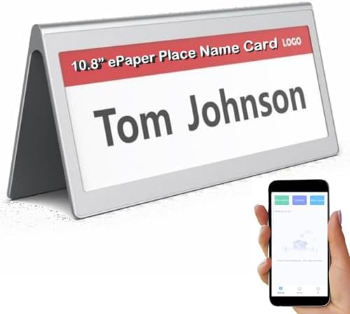 Editable Table Name Tent Digital Blank Place Name Card with Dual 10.85" ePaper Screen, Single Charge for Half A Year, 1pc (APP Support Android, iOS)(10.85 inch) by EPD-ElectronicPaperDisplay