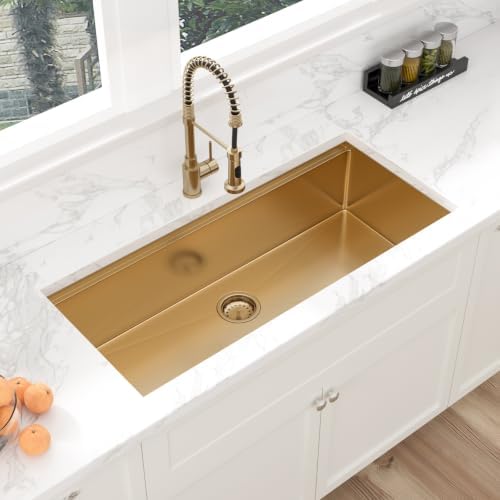 Sarlai 42 Gold Undermount Kitchen Sink 42"x19" Workstation Stainless Steel - Image 4