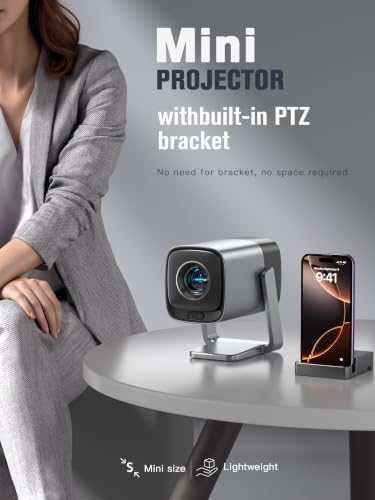 [2800 ANSI & Auto Focus]Silver Smart Mini Projector with WiFi and Bluetooth, XuanPad 4K Support Movie Projector, Portable Native 1080P Outdoor Projector with 360° Stand - Image 3